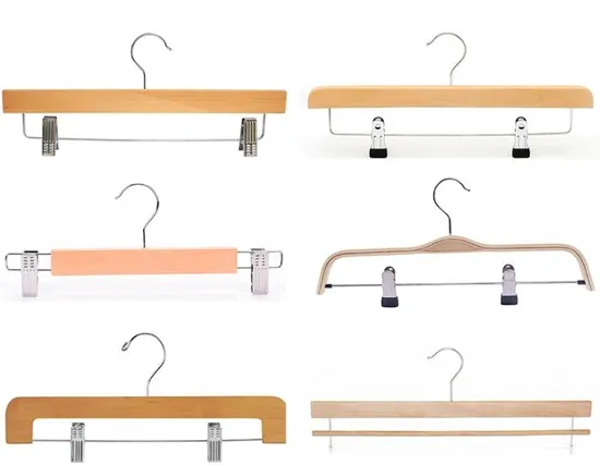 Top Grade Wooden Clothes Hangers (Solid wood) with Trousers Bar/Metal Clips in Natural/Dark/Black/White Color for Shirts/Coats/Suits/Other Luxury Garments