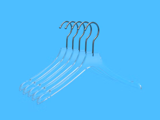 Luxuriöse Großhandels-Kunststoff-Kleiderbügel für den Einzelhandel, transparenter, klarer Acryl-Kleiderbügel